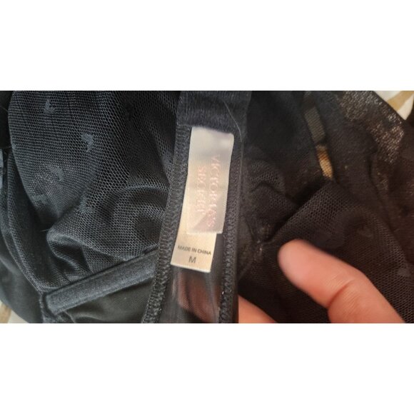 Victoria's Secret Sexy Black Mesh Sleeping Dress Halter Neck Open Back M - Picture 5 of 6